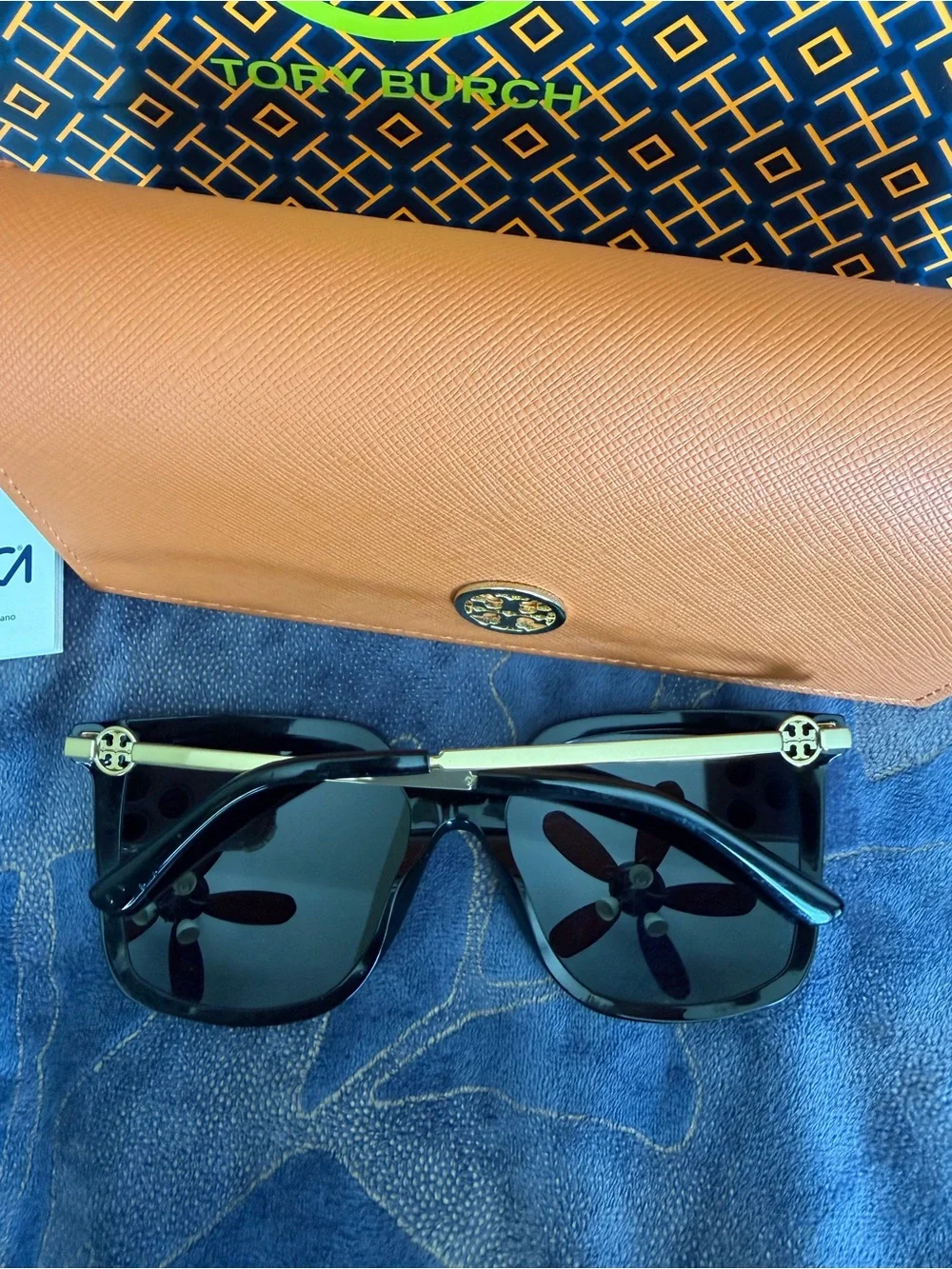 Tory Burch Black Sunglasses with Orange Case and Branded Bag